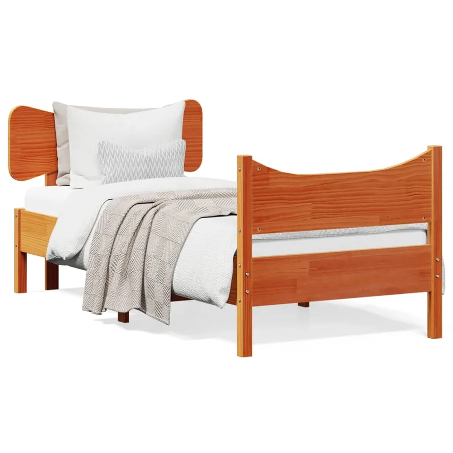 Cadre de lit sans matelas cire marron 100x200cm bois pin massif - 2