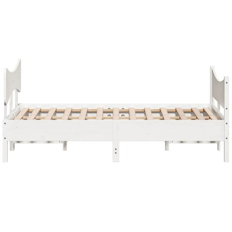 Cadre de lit sans matelas blanc 140x190 cm bois de pin massif - 5