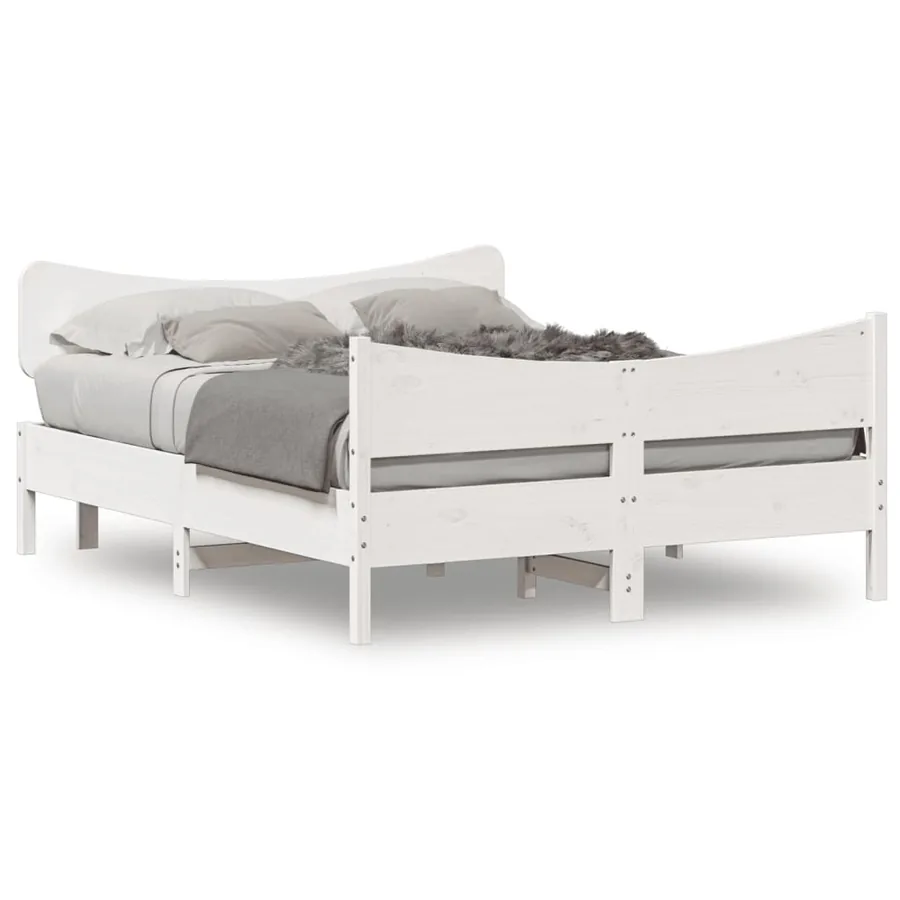 Cadre de lit sans matelas blanc 140x200 cm bois de pin massif - 2