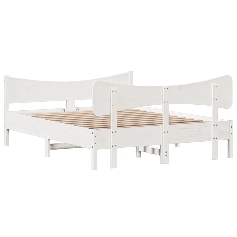 Cadre de lit sans matelas blanc 140x200 cm bois de pin massif - 6