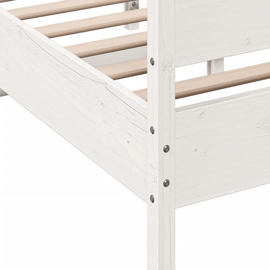 Cadre de lit sans matelas blanc 140x200 cm bois de pin massif - 7