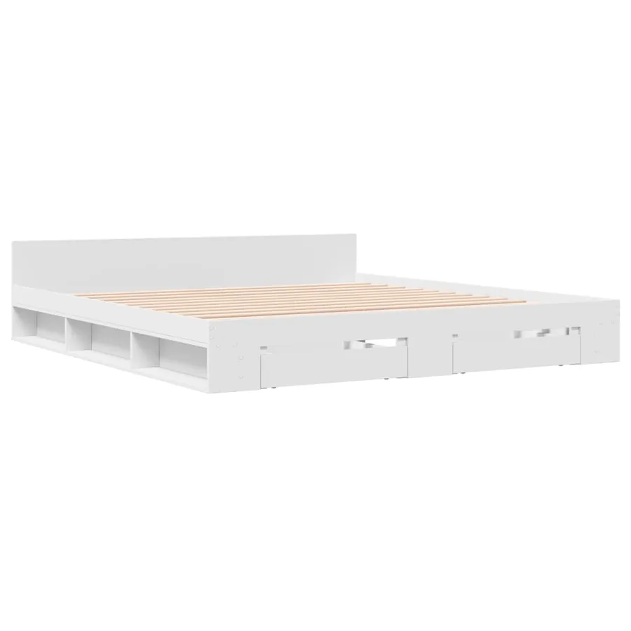 Cadre de lit avec tiroirs sans matelas blanc 180x200 cm - 3