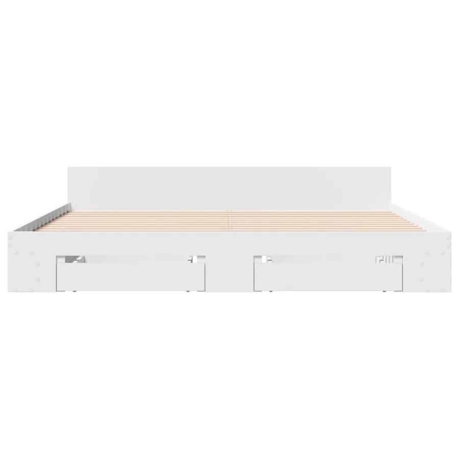Cadre de lit avec tiroirs sans matelas blanc 180x200 cm - 4