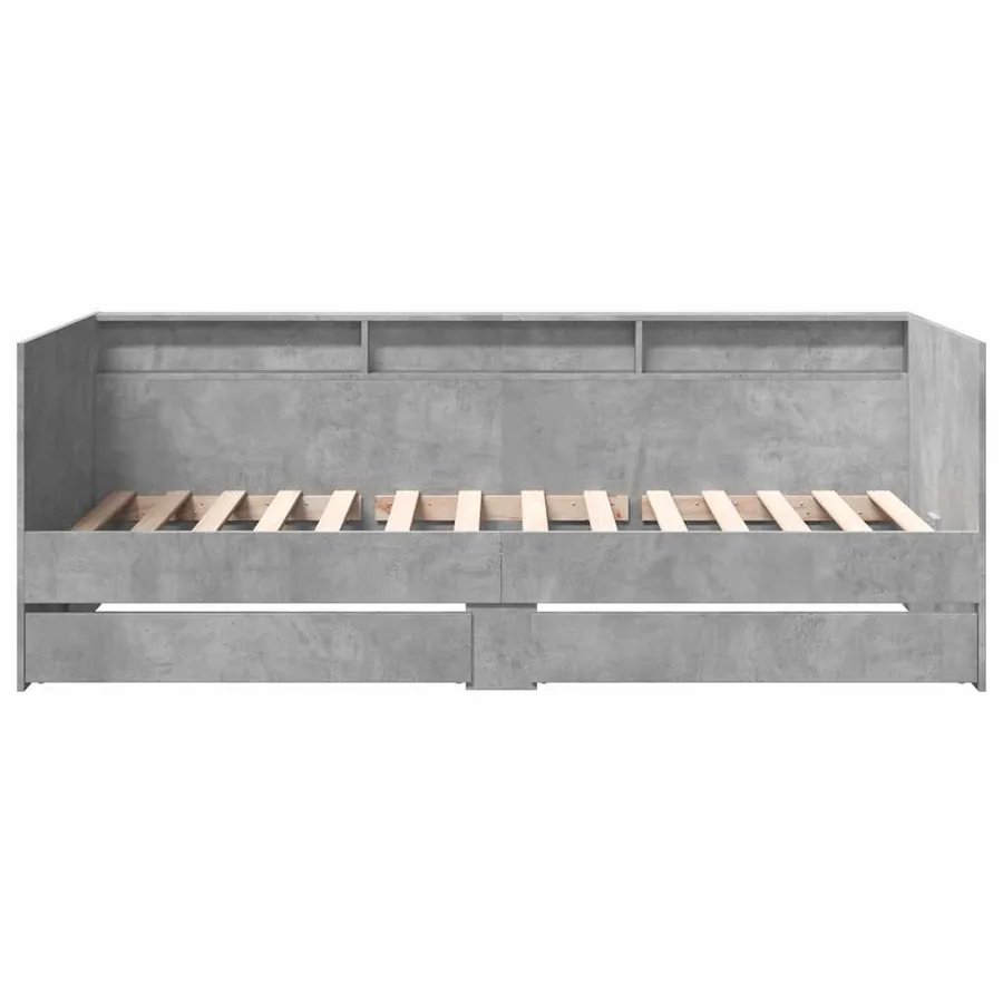 Lit de jour avec tiroirs sans matelas gris béton 75x190 cm - 4