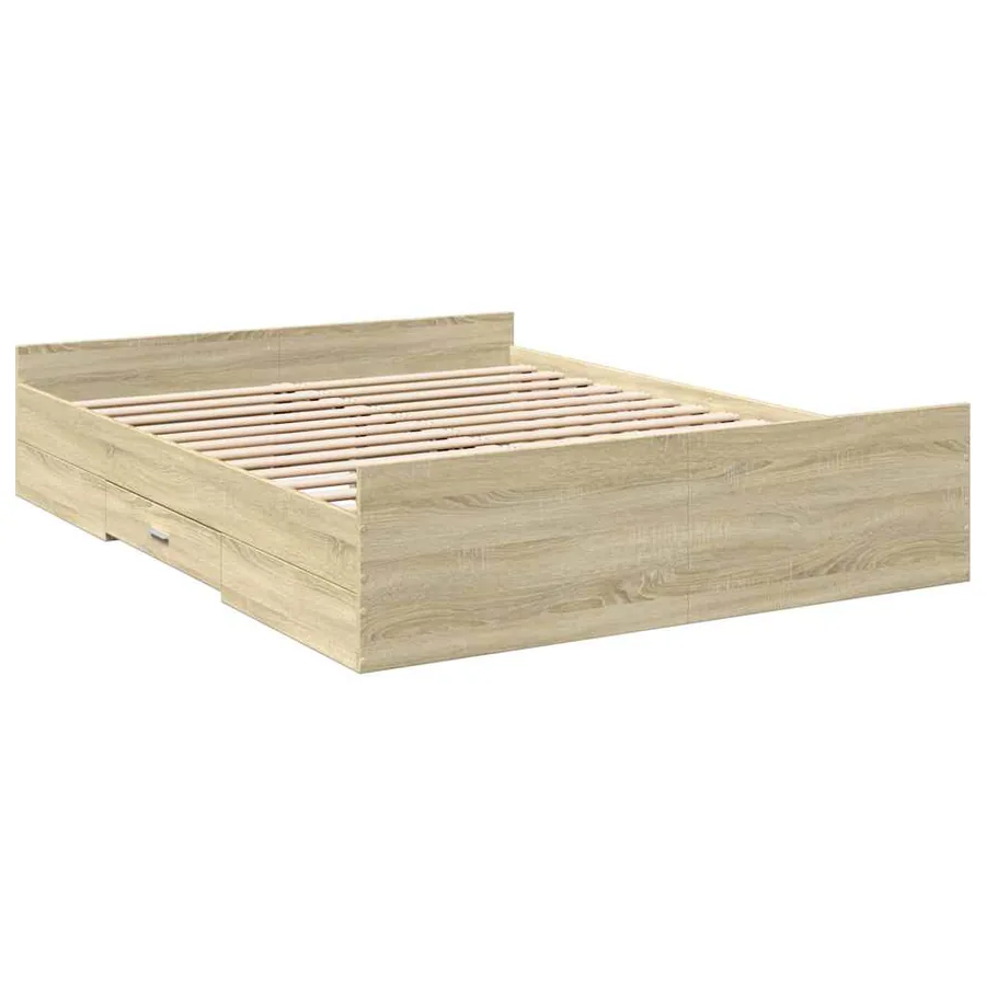 Cadre de lit avec tiroirs sans matelas chêne sonoma 150x200 cm - 3
