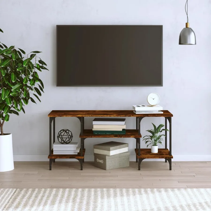 Meuble TV chêne fumé 102x35x45,5 cm bois d'ingénierie - 3