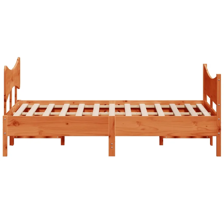 Cadre de lit sans matelas cire marron 160x200cm bois pin massif - 5