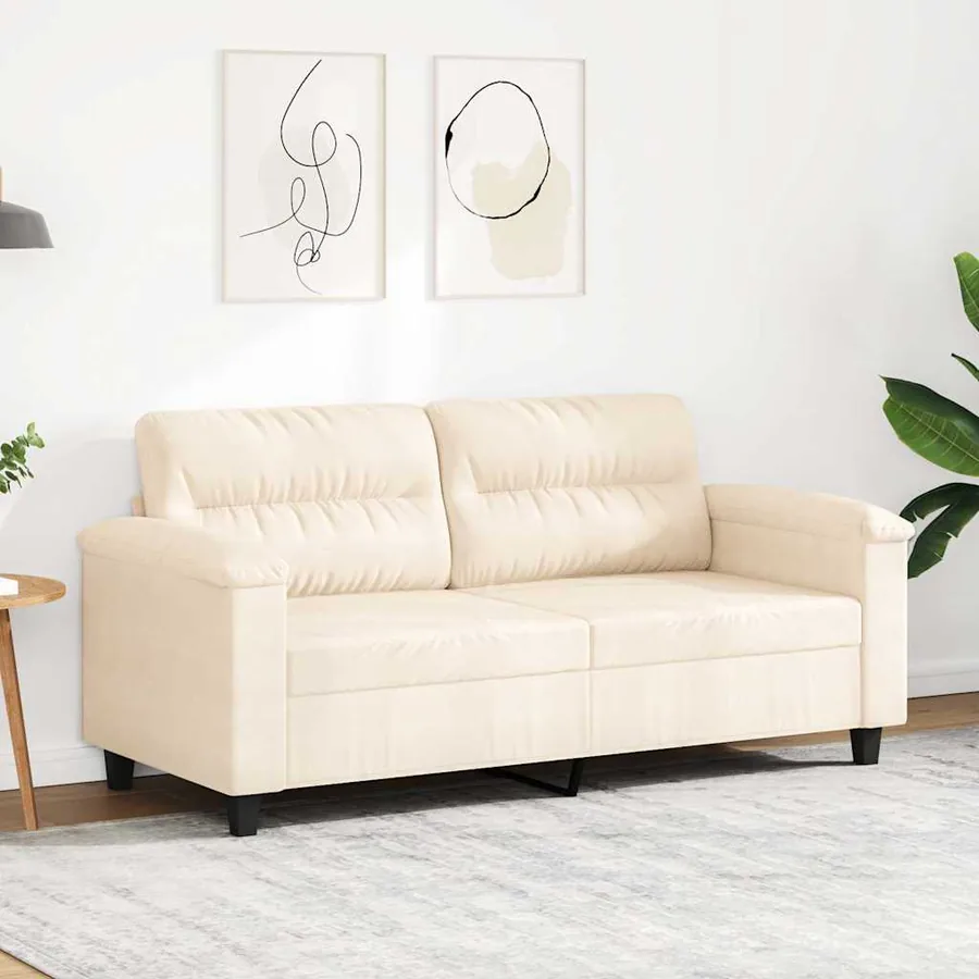 Canapé à 2 places Beige 140 cm Tissu microfibre