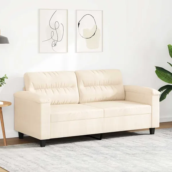 Canapé à 2 places Beige 140 cm Tissu microfibre