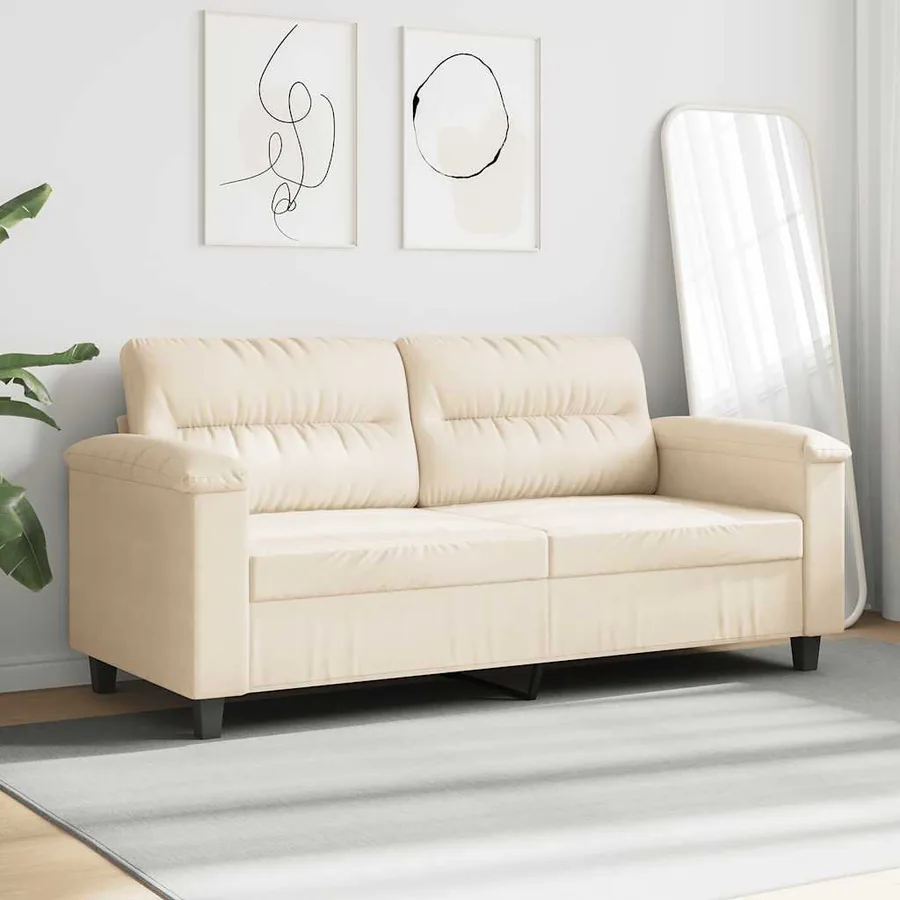 Canapé à 2 places Beige 140 cm Tissu microfibre - 3