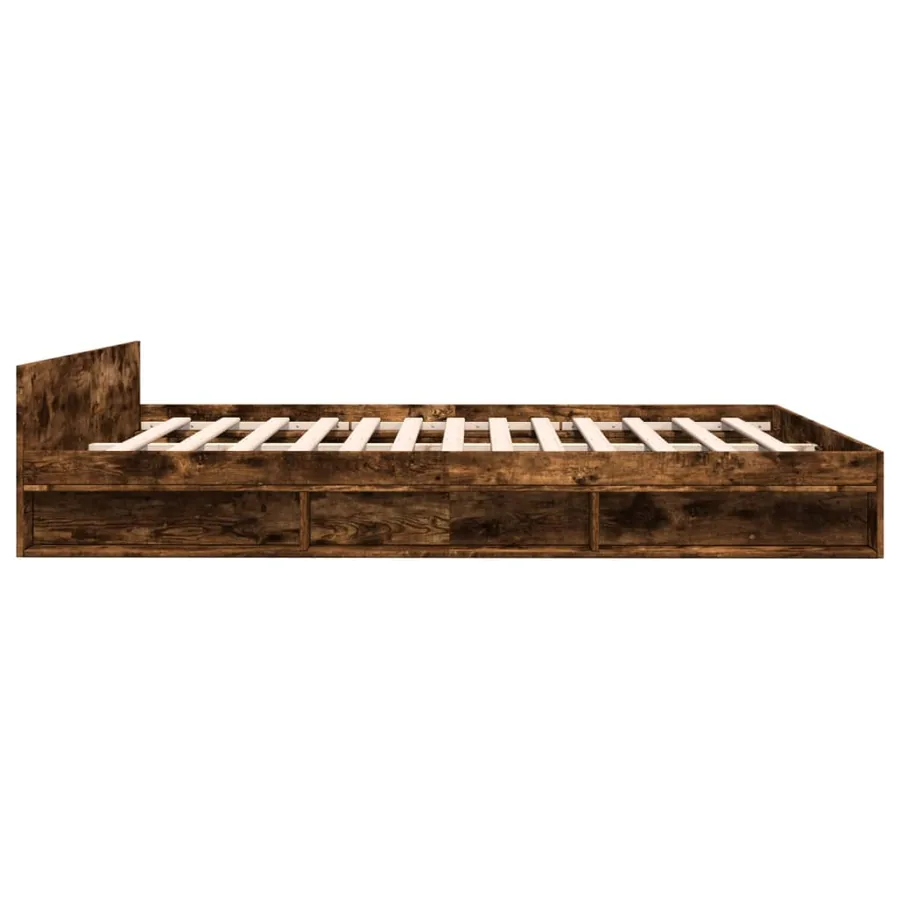 Cadre de lit avec tiroirs sans matelas chêne fumé 180x200 cm - 5