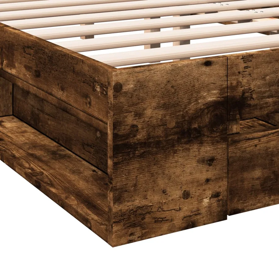 Cadre de lit avec tiroirs sans matelas chêne fumé 180x200 cm - 8