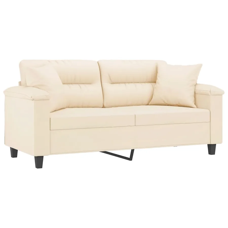 Canapé 2 places avec oreillers beige 140 cm tissu microfibre - 3