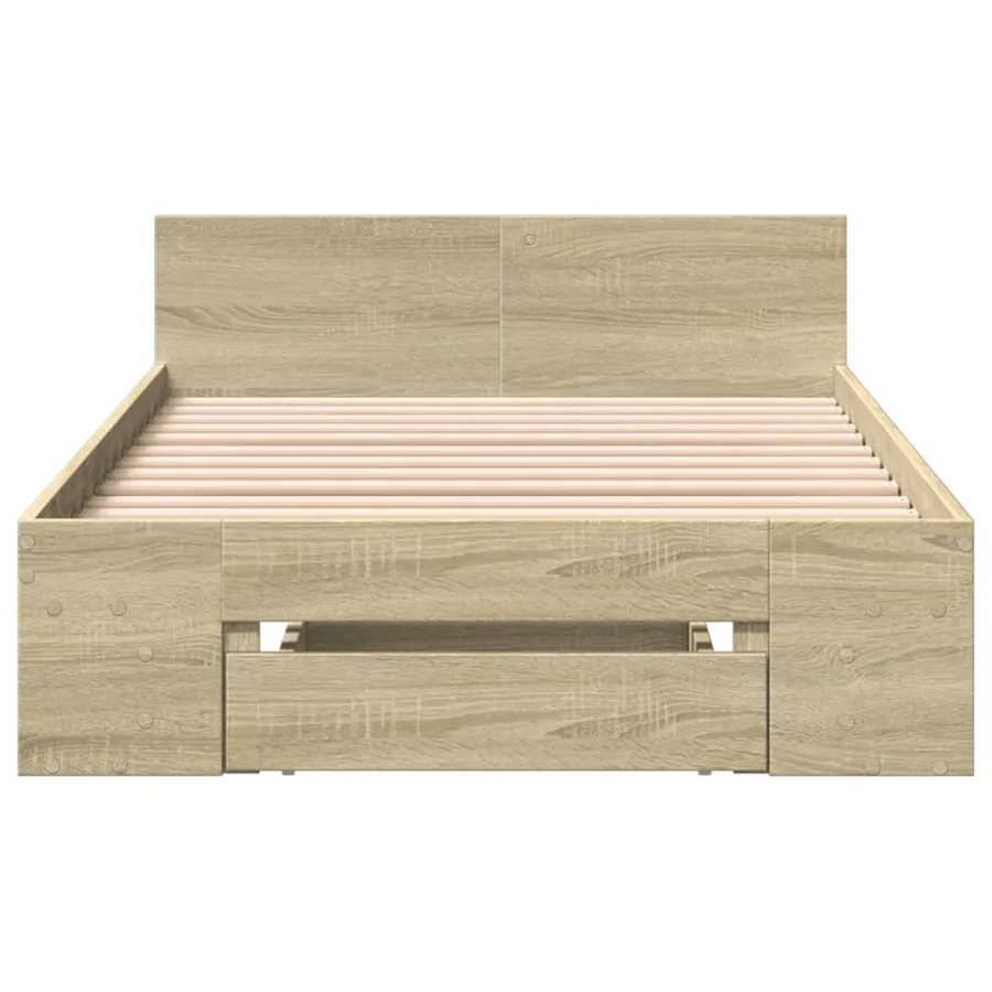Cadre de lit avec tiroir sans matelas chêne sonoma 90x200 cm - 4