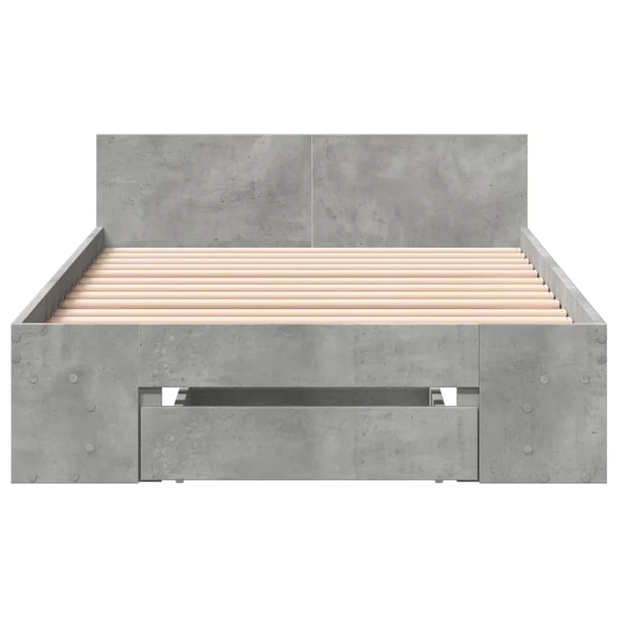 Cadre de lit avec tiroir sans matelas gris béton 90x200 cm - 4