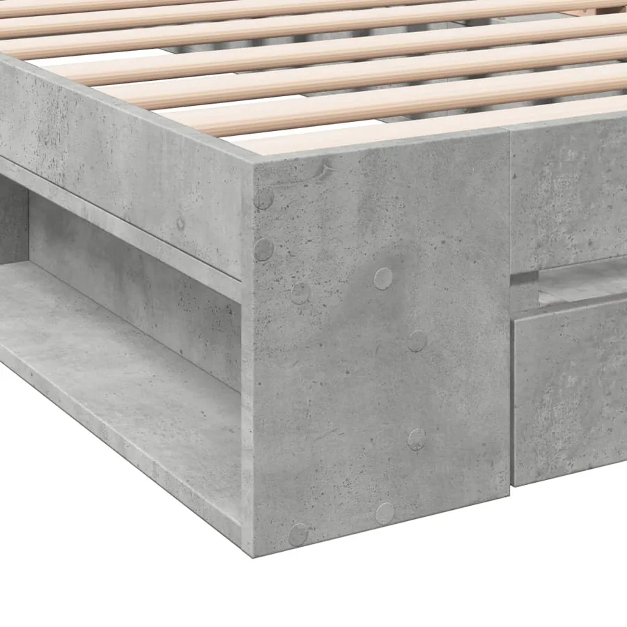 Cadre de lit avec tiroir sans matelas gris béton 90x200 cm - 8