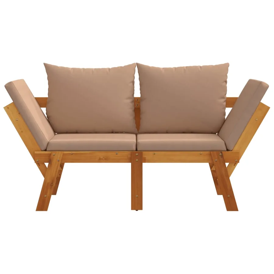 Banc de jardin avec coussins 2 en 1 bois d'acacia massif - 4