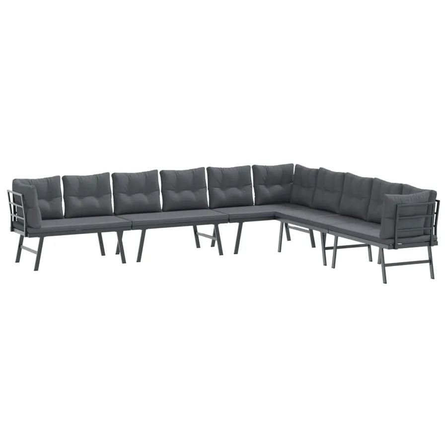 Bancs de jardin avec coussins lot de 4 acier enduit de poudre - 2