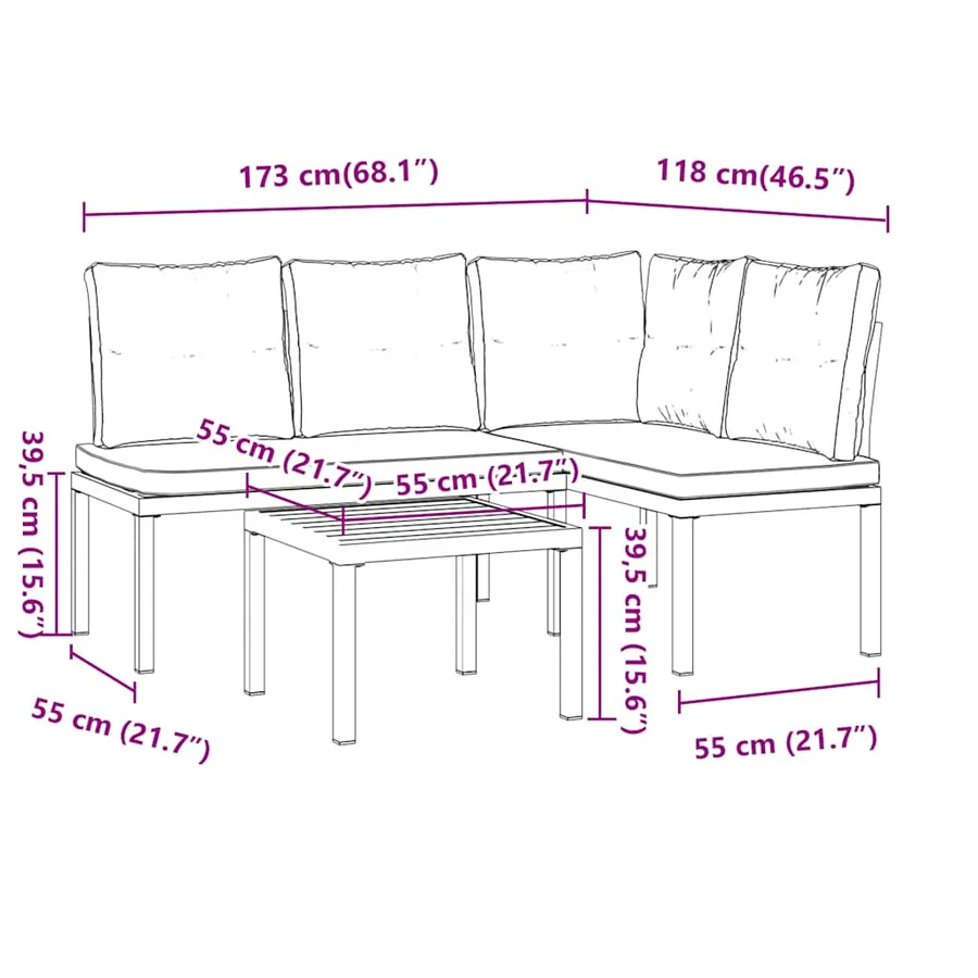 Ensemble de banc de jardin avec coussins 3 pcs noir - 8