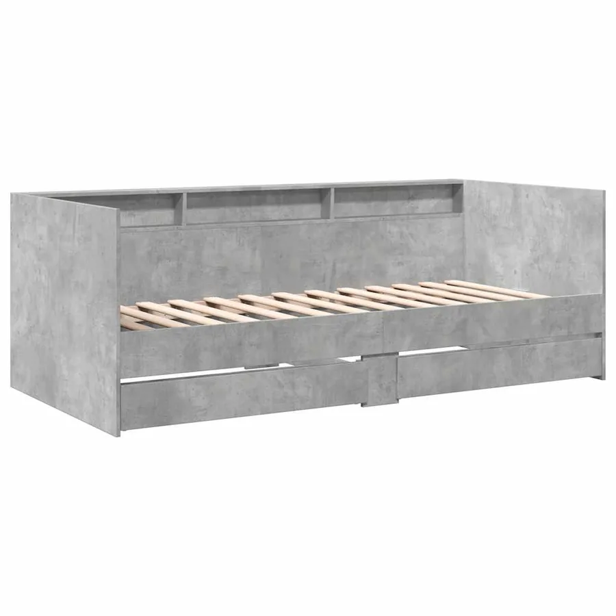 Lit de jour avec tiroirs sans matelas gris béton 100x200 cm - 3