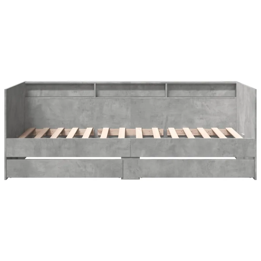 Lit de jour avec tiroirs sans matelas gris béton 100x200 cm - 4