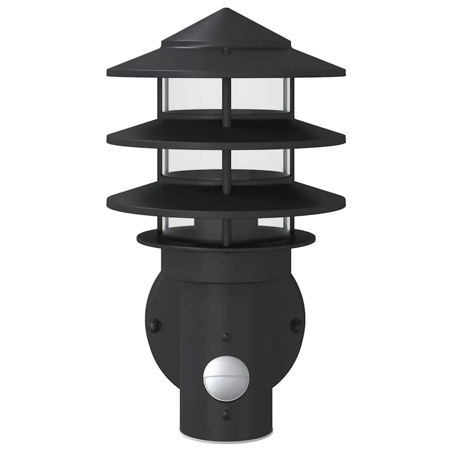Applique murale d'extérieur avec capteur noir acier inoxydable - 4