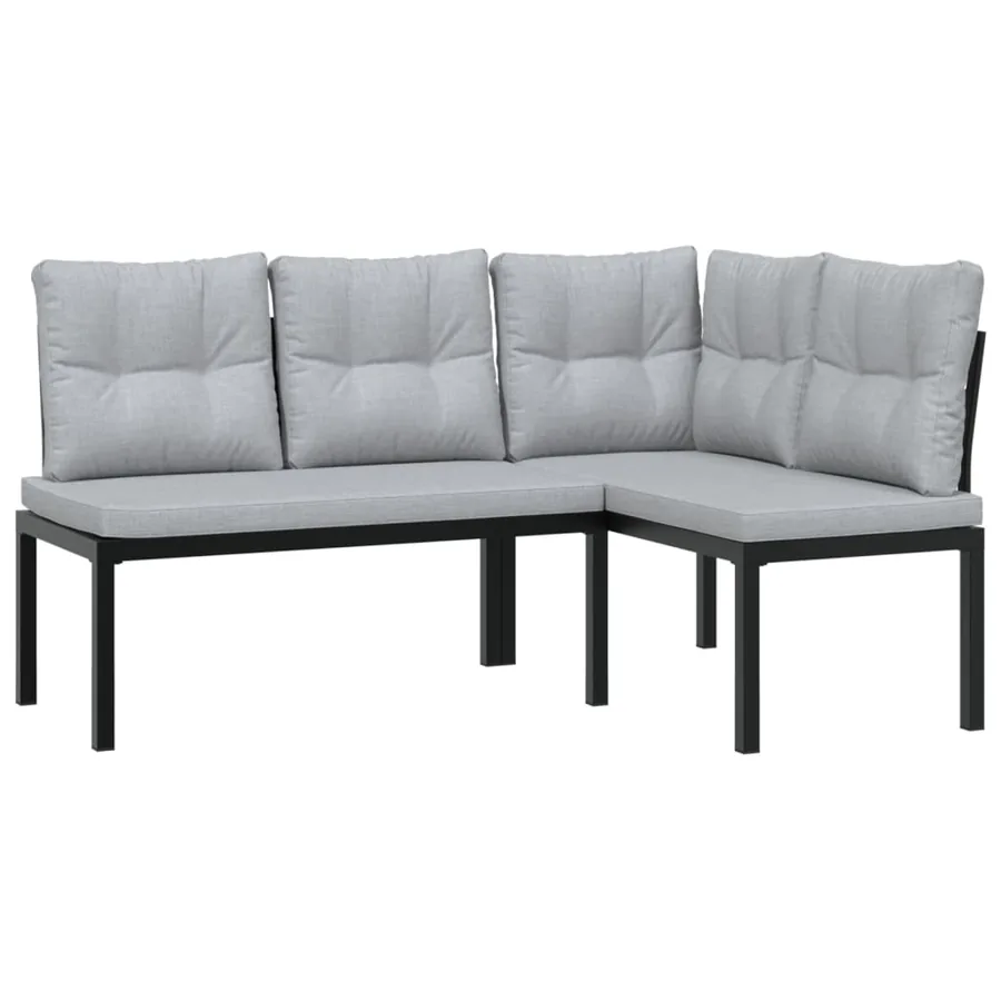 Ensemble de banc de jardin avec coussins 3 pcs noir - 3