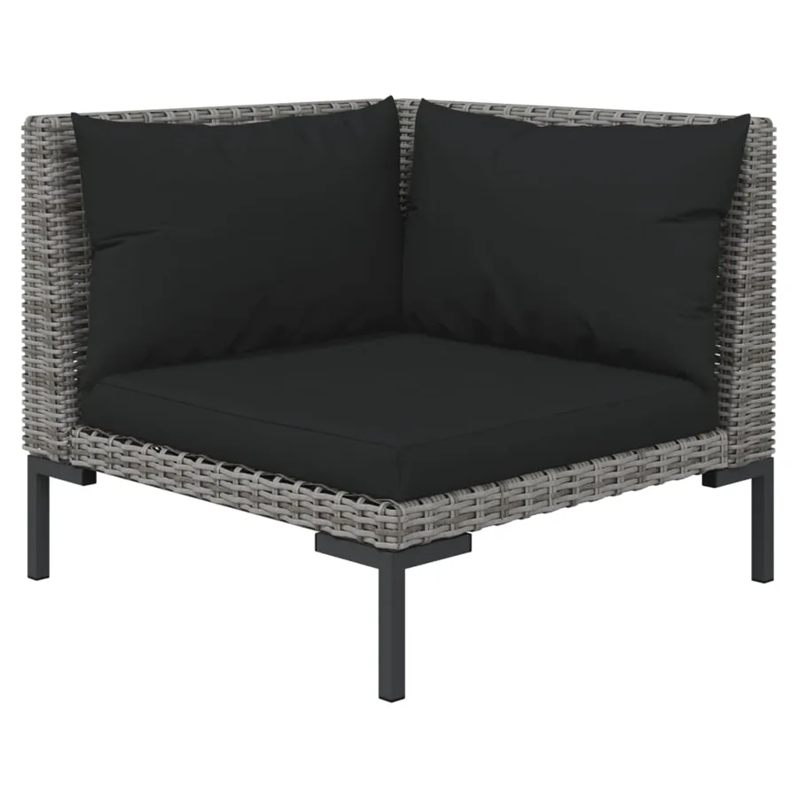 Salon de jardin 8 pcs avec coussins Résine tressée Gris foncé - 3