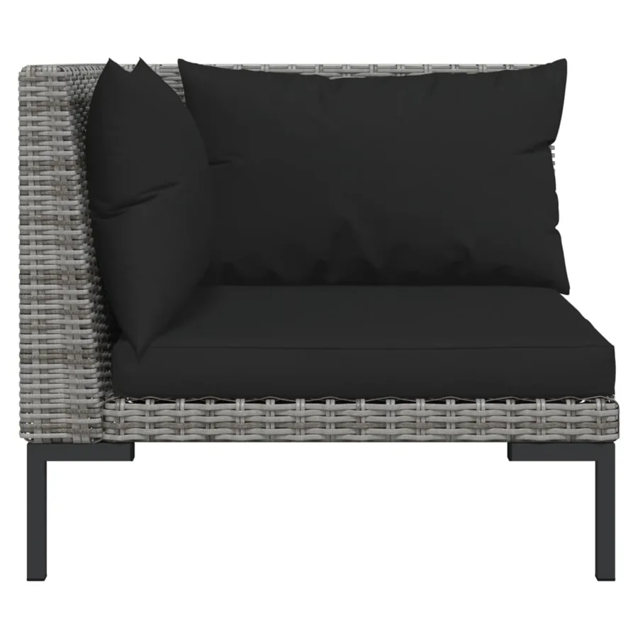 Salon de jardin 8 pcs avec coussins Résine tressée Gris foncé - 4