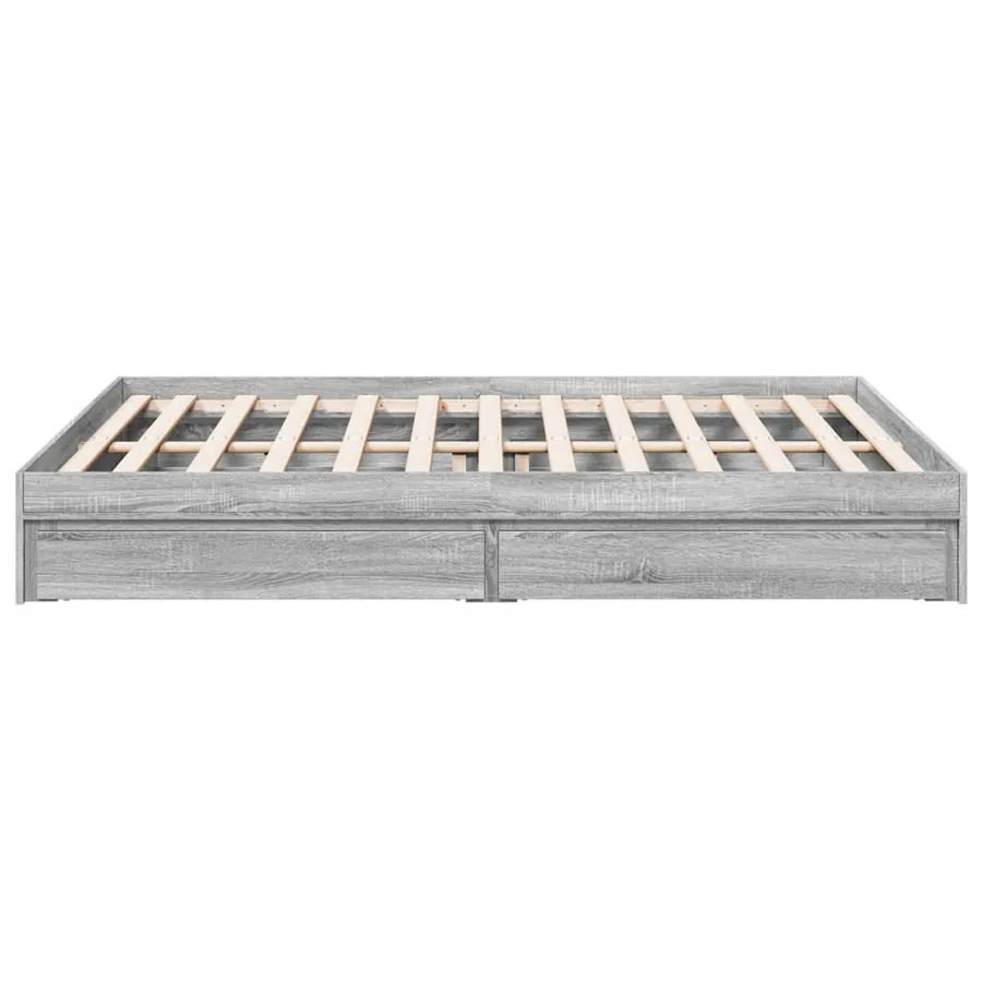 Cadre de lit avec tiroirs sans matelas sonoma gris 150x200 cm - 5