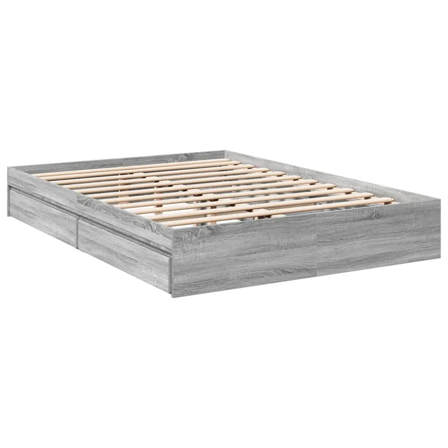 Cadre de lit avec tiroirs sans matelas sonoma gris 150x200 cm - 6