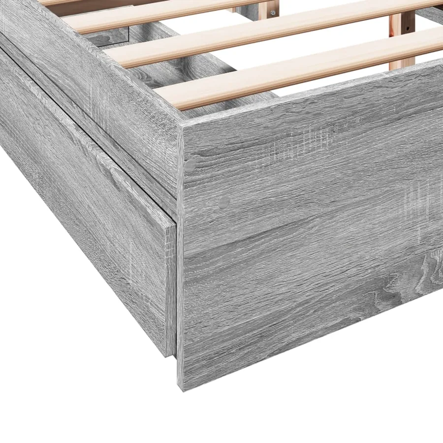Cadre de lit avec tiroirs sans matelas sonoma gris 150x200 cm - 8