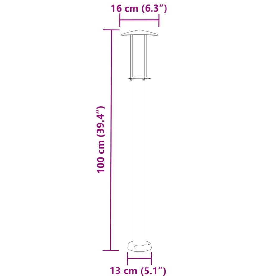 Lampadaires d'extérieur 3 pcs argenté 100 cm acier inoxydable - 7