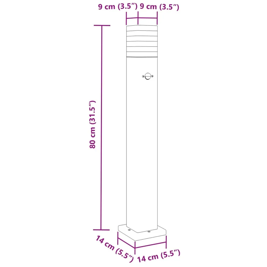 Lampadaires d'extérieur avec capteur 3 pcs noir 80 cm aluminium - 7