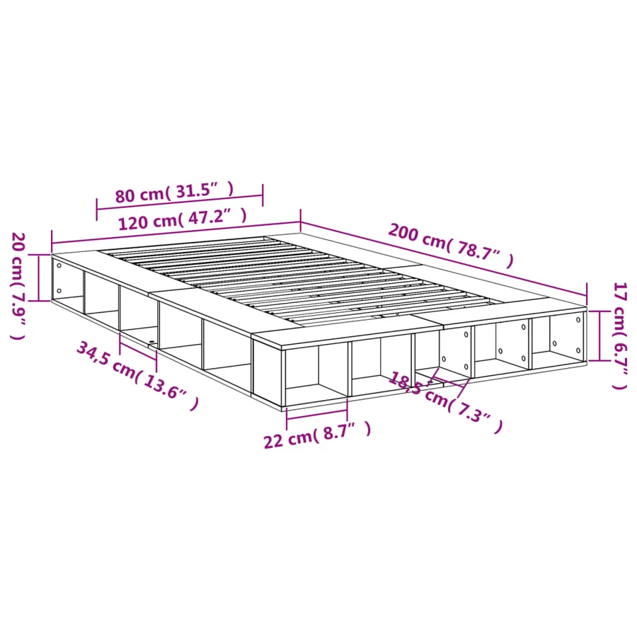 Cadre de lit sans matelas blanc 120x200 cm - 10