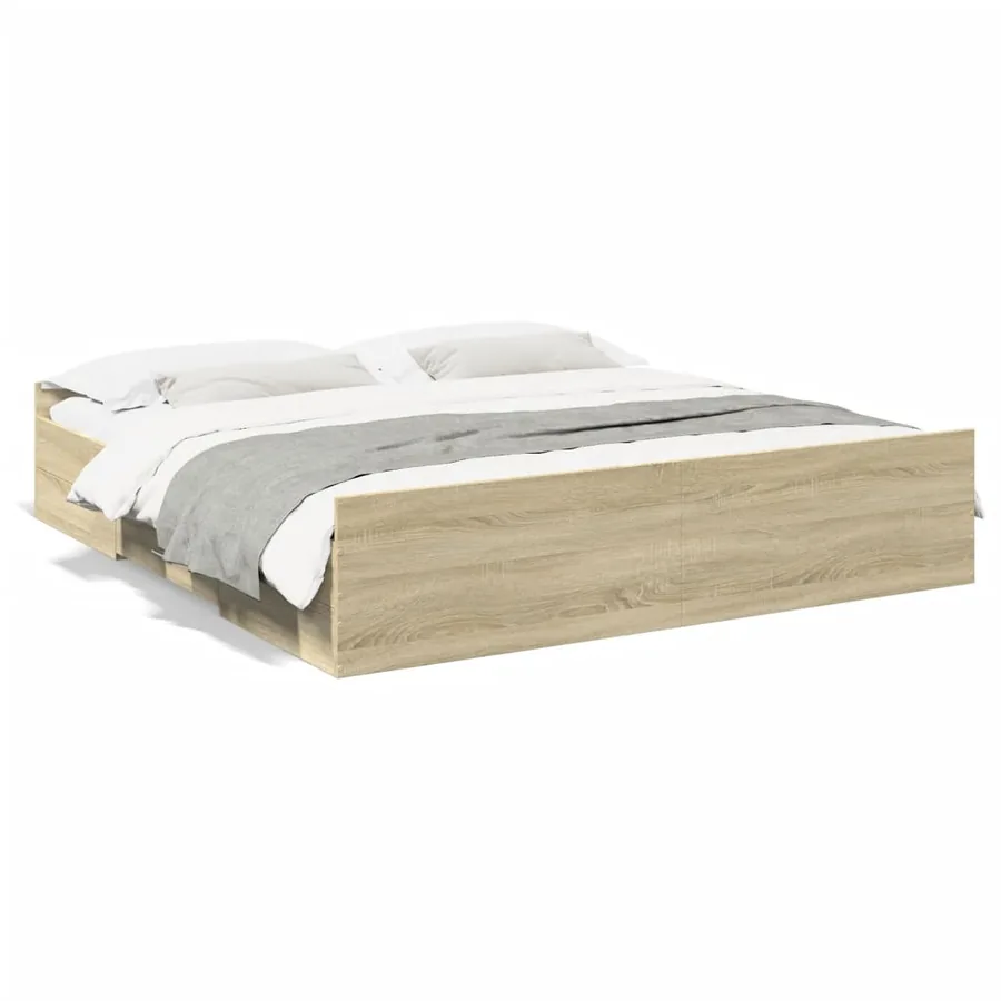Cadre de lit avec tiroirs sans matelas chêne sonoma 180x200 cm - 2