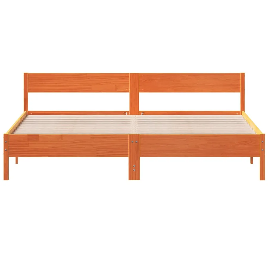 Cadre de lit sans matelas cire marron 200x200cm bois pin massif - 4