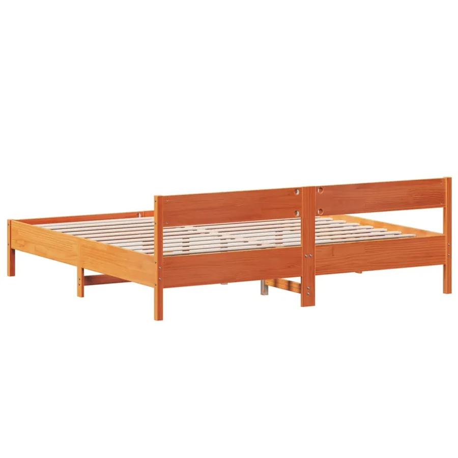 Cadre de lit sans matelas cire marron 200x200cm bois pin massif - 6