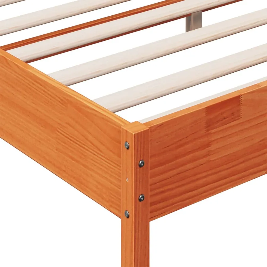 Cadre de lit sans matelas cire marron 200x200cm bois pin massif - 7