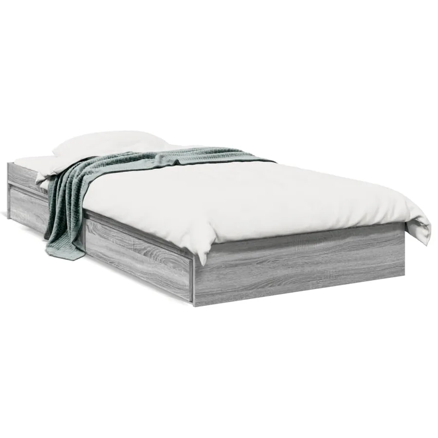 Cadre de lit avec tiroirs sans matelas sonoma gris 100x200 cm - 2