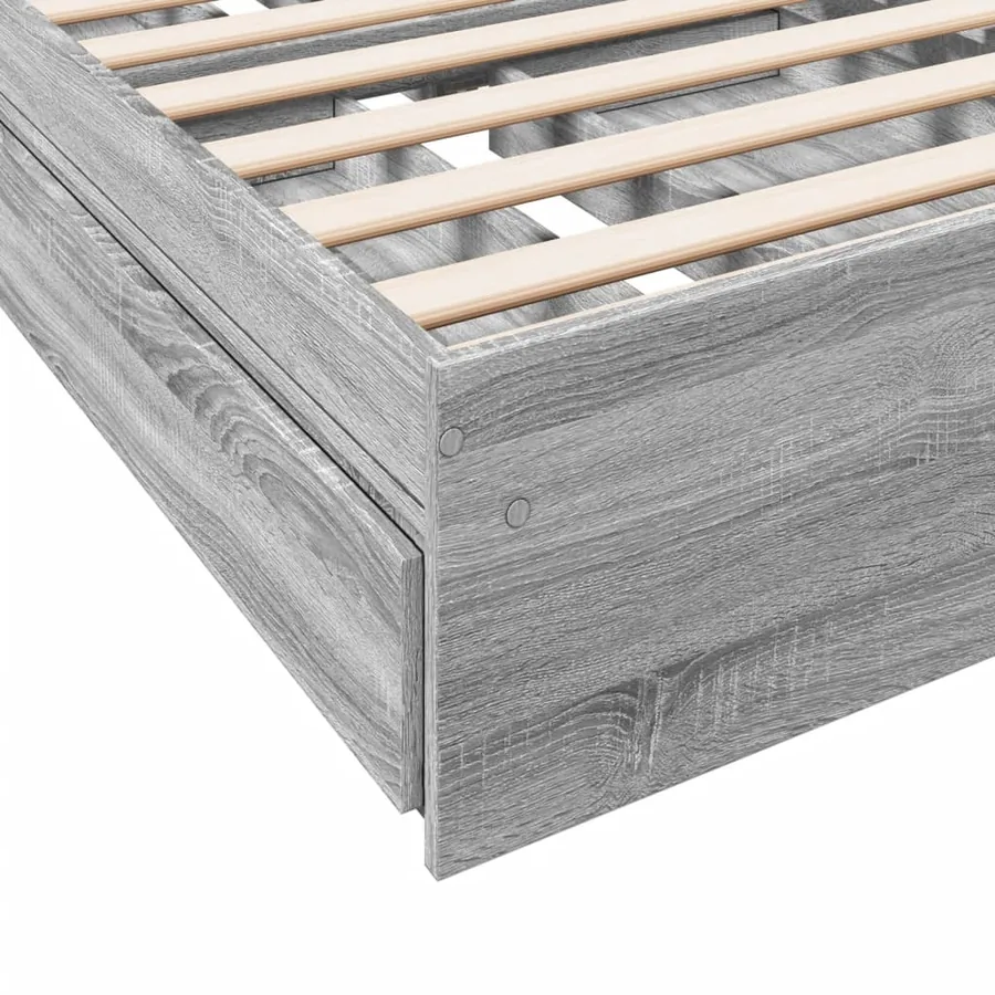 Cadre de lit avec tiroirs sans matelas sonoma gris 100x200 cm - 8