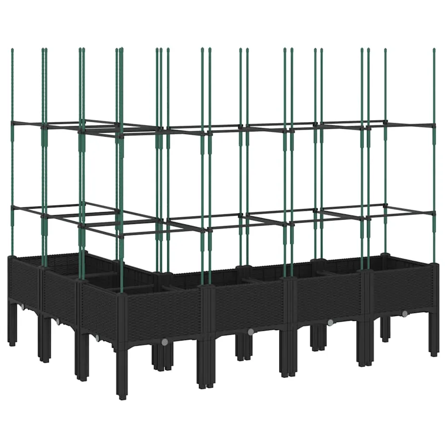 Jardinière avec treillis noir 160x120x142,5 cm PP - 5