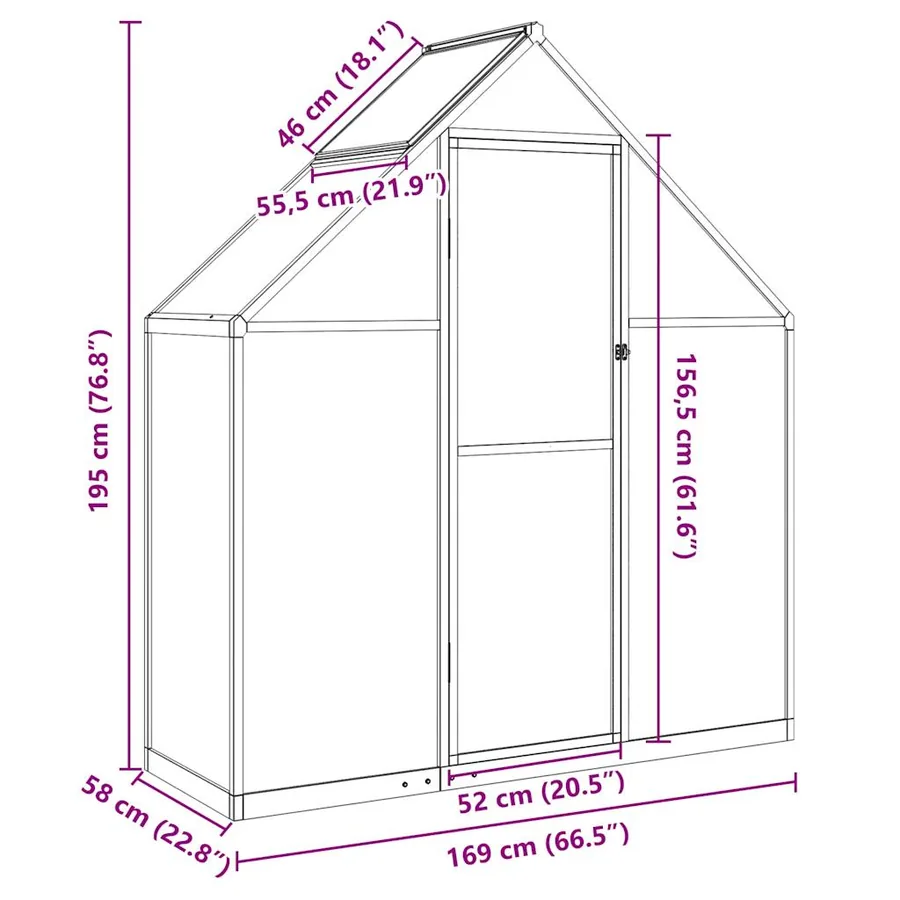 Serre avec cadre de base vert 169x58x195 cm aluminium - 10