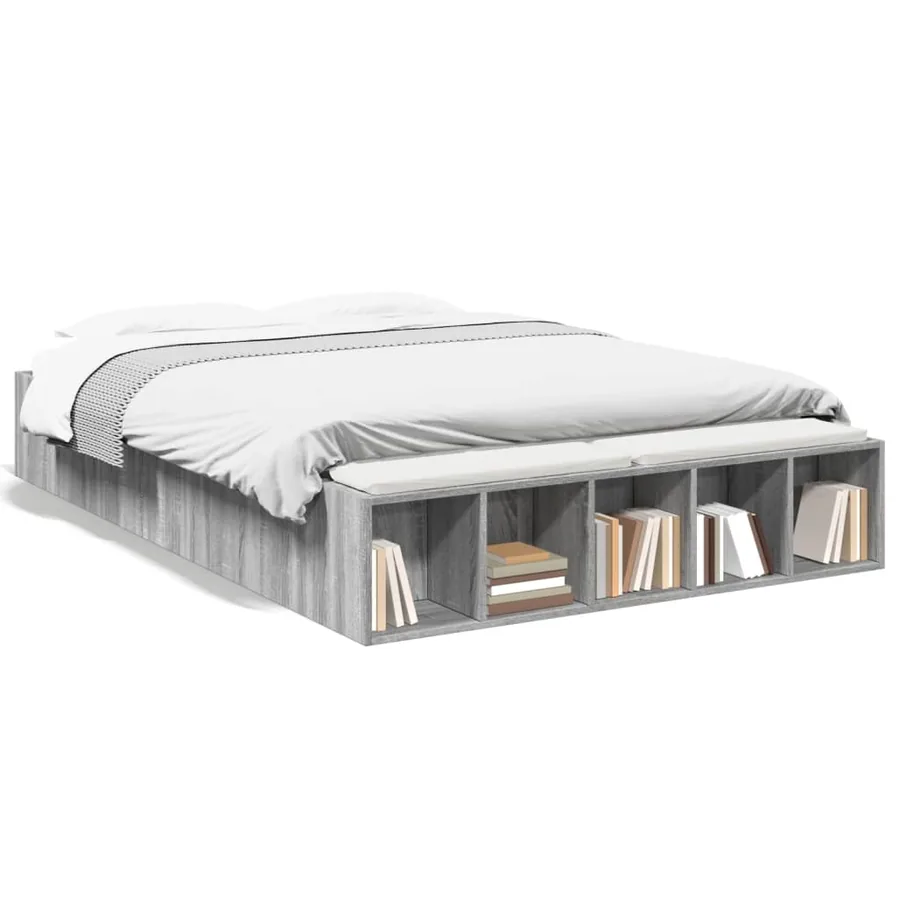 Cadre de lit sans matelas sonoma gris 140x190 cm - 2