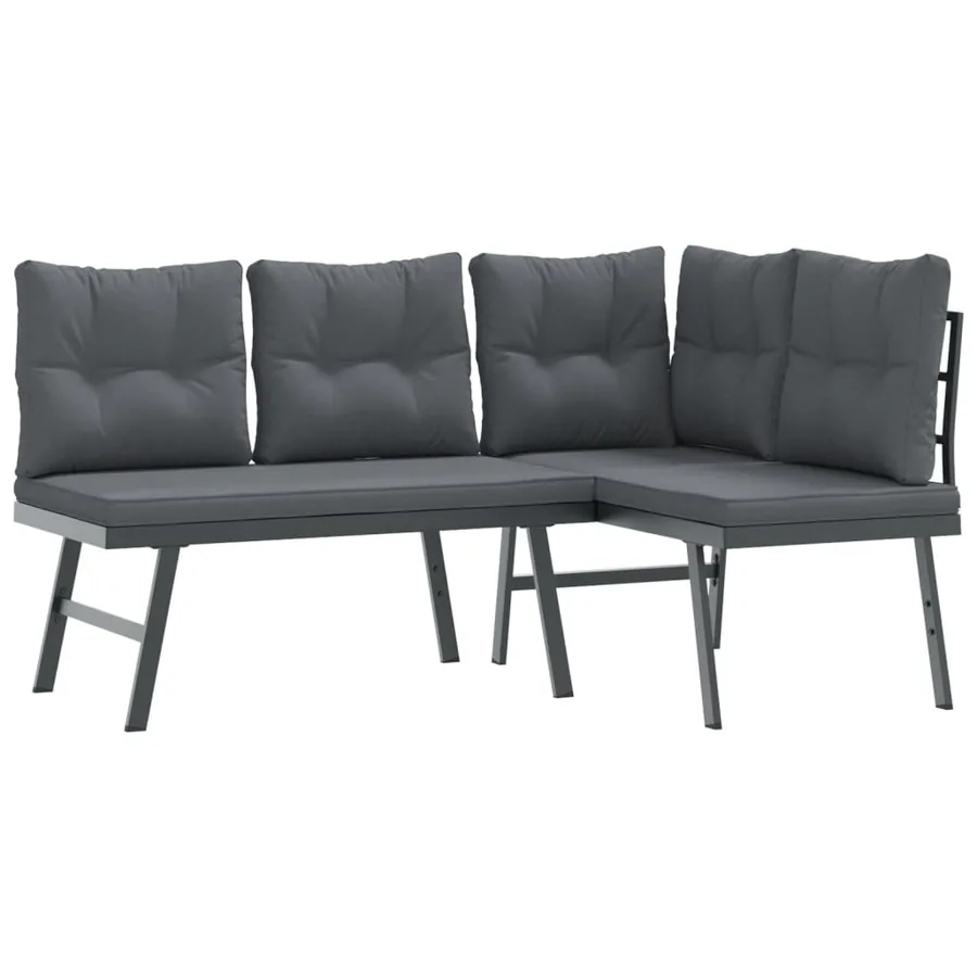 Ensemble de bancs de jardin avec coussins 3 pcs noir - 3