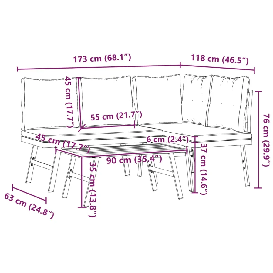 Ensemble de bancs de jardin avec coussins 3 pcs noir - 9