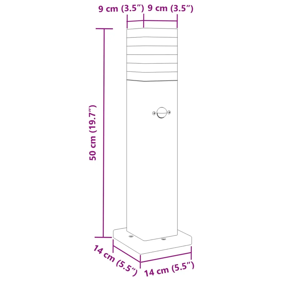 Lampadaires d'extérieur avec capteur 3 pcs noir 50 cm aluminium - 7