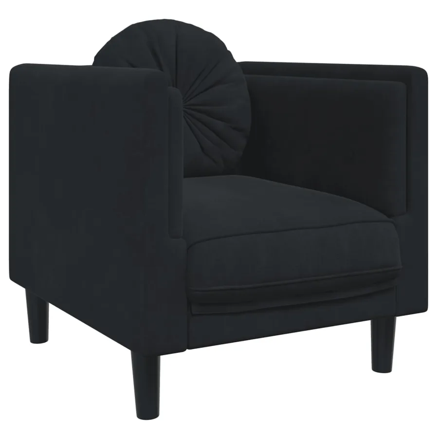 Ensemble de canapés 3 pcs avec coussins noir velours - 4