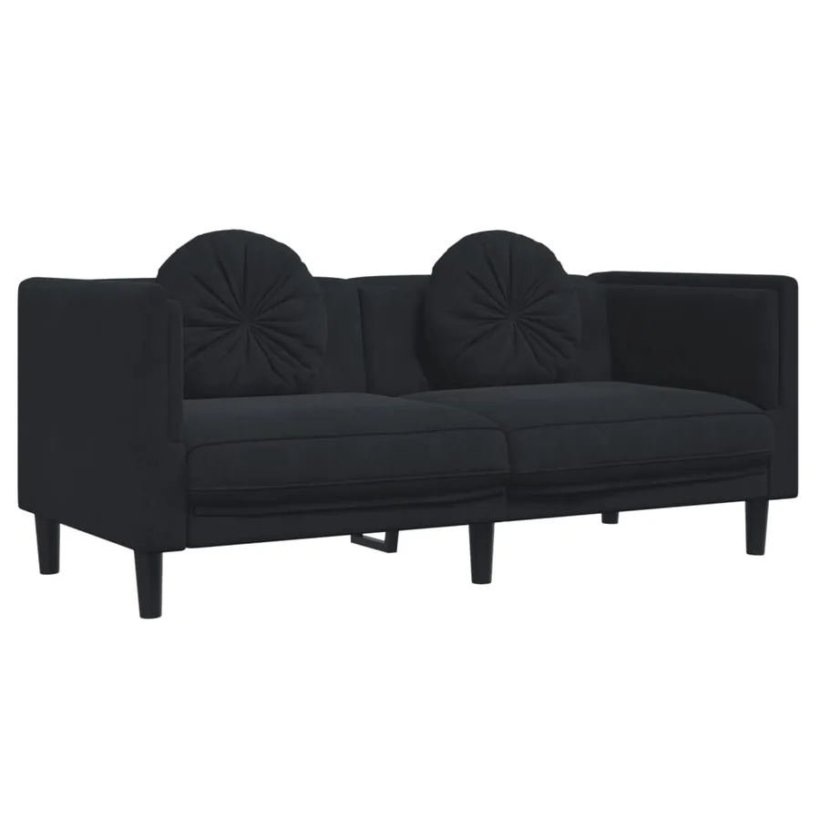 Ensemble de canapés 3 pcs avec coussins noir velours - 5