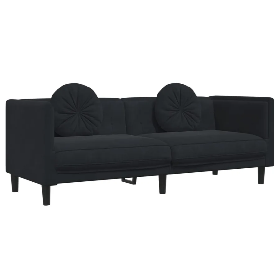 Ensemble de canapés 3 pcs avec coussins noir velours - 6